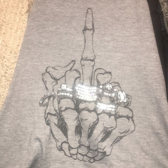 Social Misfits skeleton middle finger cut-up tank - Picture 2 of 5